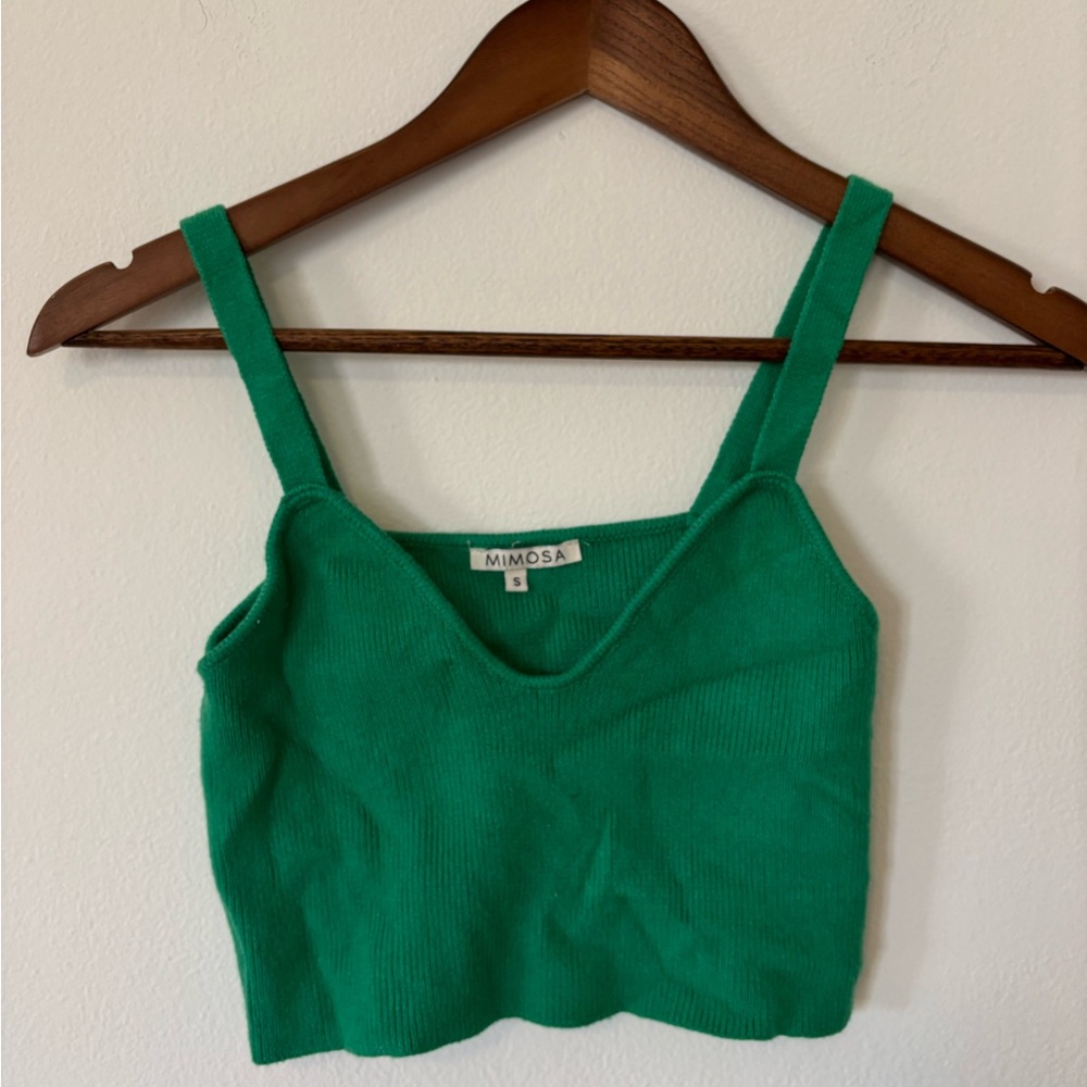 Mimosa Green Ribbed V-Neck Camisole Tank